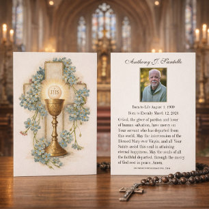 Tarjeta de oración memorial de funeral católico