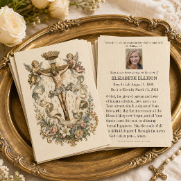 Tarjeta de oración memorial de funeral católico vi