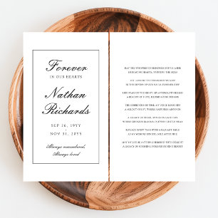 Tarjeta de oración memorial de funeral con letra e