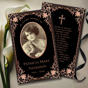 Tarjeta de oración memorial de funeral elegante ne