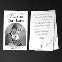 Tarjeta de Oración Memorial Elegante Por Siempre e