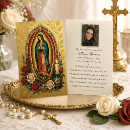 Tarjeta de oración memorial floral de Guadalupe pa