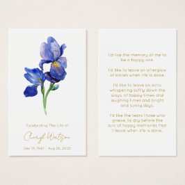 Tarjeta de oración memorial fúnebre de iris simple