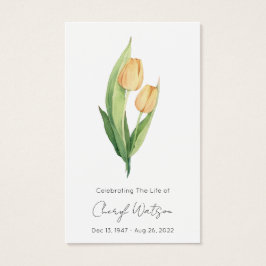 Tarjeta de oración memorial fúnebre de tulipán sim