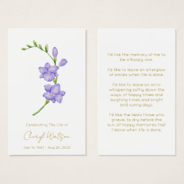 Tarjeta de oración memorial fúnebre simple de Free