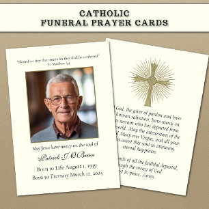 Tarjeta de oración memorial funeral Cruz católica