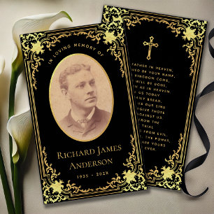 Tarjeta de oración memorial funeral elegante de or