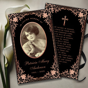 Tarjeta de oración memorial funeral guion Black Pi