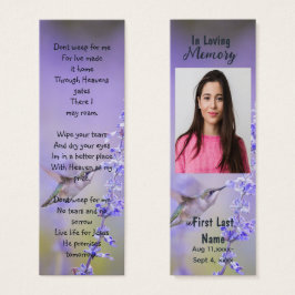 Tarjeta de oración memorial Funeral Marcador de na