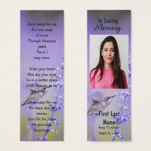 Tarjeta de oración memorial Funeral Marcador de na