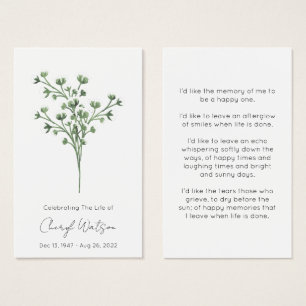 Tarjeta de oración memorial funeral Simple Baby's