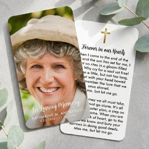 Tarjeta de oración memorial funeraria simple cruz