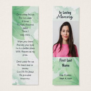 Tarjeta de oración memorial marcador de funeral na