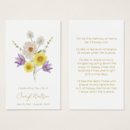 Tarjeta de oración memorial simple para funeral de