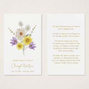 Tarjeta de oración memorial simple para funeral de