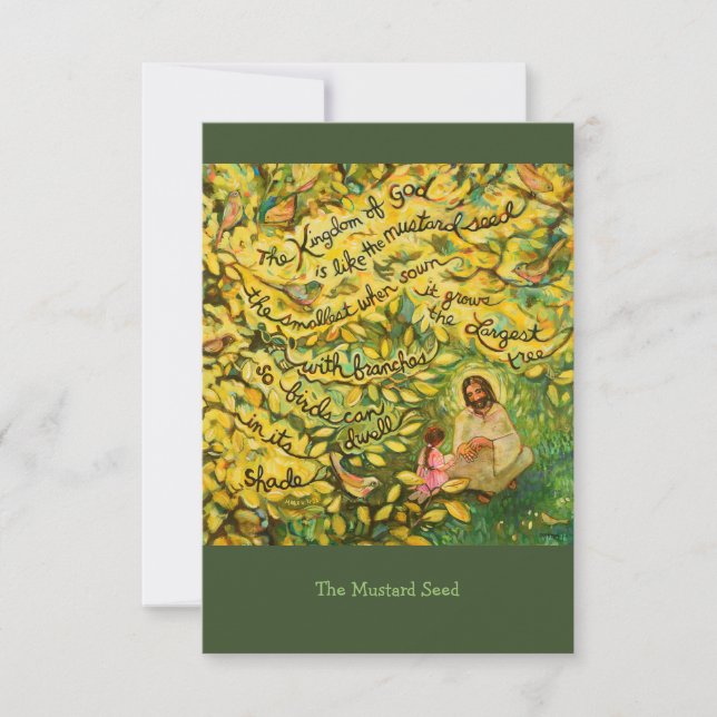 Tarjeta de oración Mustard Seed Parable (Anverso)