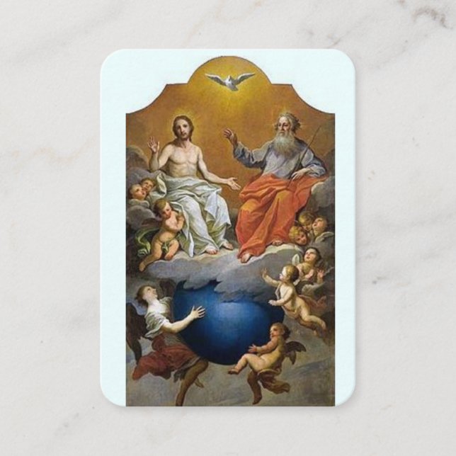 Tarjeta de oración Omnipotencia Patris Holy Trinit (Anverso)