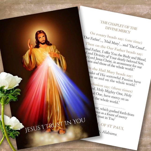 Tarjeta de oración para el Funeral de la Divina Mi (catholic, religious, celebration of life, in loving memory of, prayer cards for bereavement)