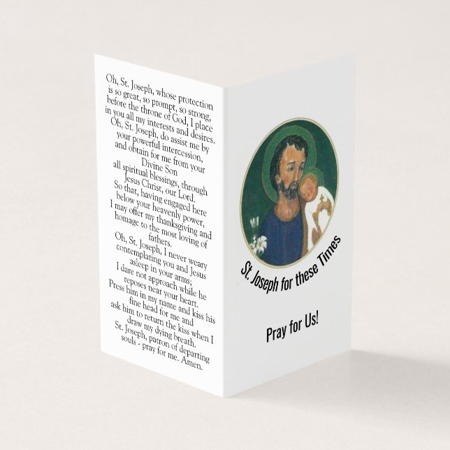 Tarjeta de oración para estos tiempos de San José (Exterior)