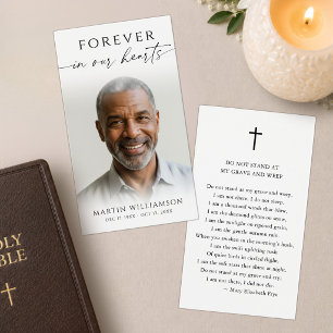 Tarjeta de oración para funeral con foto de celebr