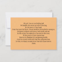 Tarjeta de oración para sanación y salud