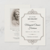 Tarjeta de oración para servicio memorial elegante