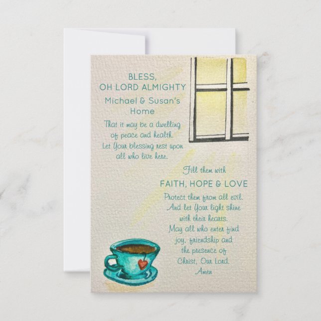Tarjeta de Oración Personalizada Bendice Esta Casa (Anverso)