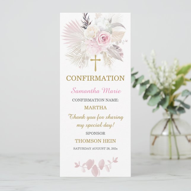 Tarjeta de Oración Personalizada de Confirmación p (Anverso de pie)