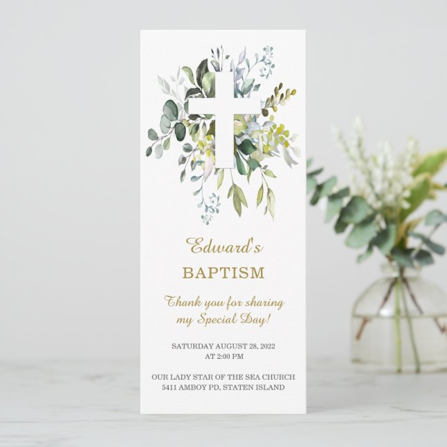 Tarjeta de oración personalizada del bautismo (Anverso de pie)