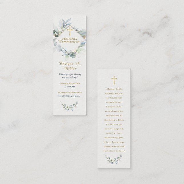 Tarjeta de Oración Personalizada para la Primera C (Anverso / Reverso)