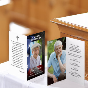 Tarjeta de oración plegada con foto conmemorativa 