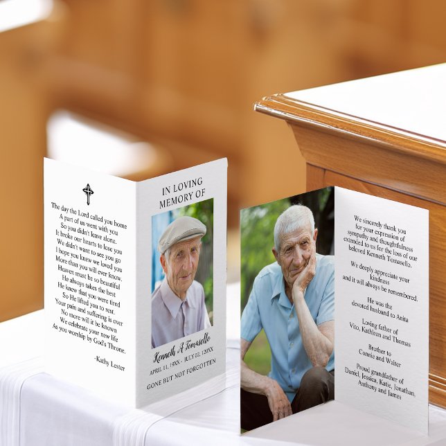 Tarjeta de oración plegada simple de foto conmemor (Simple Funeral Memorial Photo Folded Prayer Card)