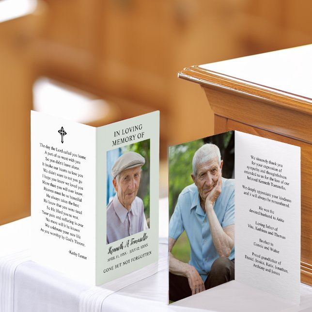 Tarjeta de oración plegada simple para memorial de (Simple Funeral Memorial Photo Folded Prayer Card)