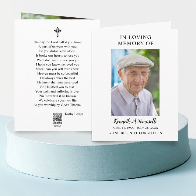 Tarjeta de oración plegada simple para memorial de (Simple Funeral Memorial Photo Folder Prayer Card)