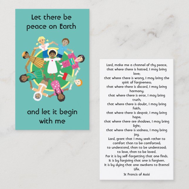 Tarjeta de oración por la paz San Francisco (Anverso / Reverso)