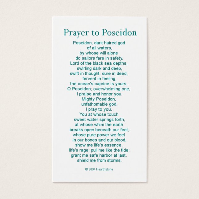 Tarjeta de oración Poseidon (Frente)