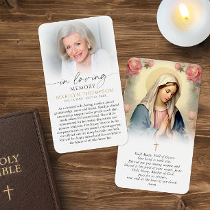 Tarjeta de oración religiosa de la Virgen María en