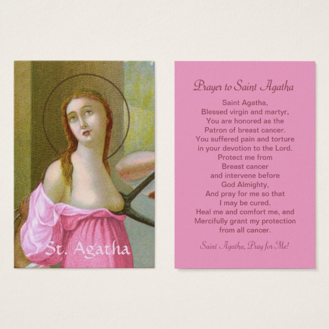 Tarjeta de oración Rosa St. Agatha (M 003) (Anverso y reverso)