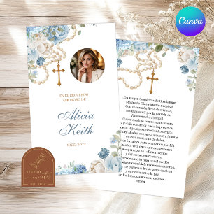 Tarjeta de Oración Rosário Hortensia Azul Funeral