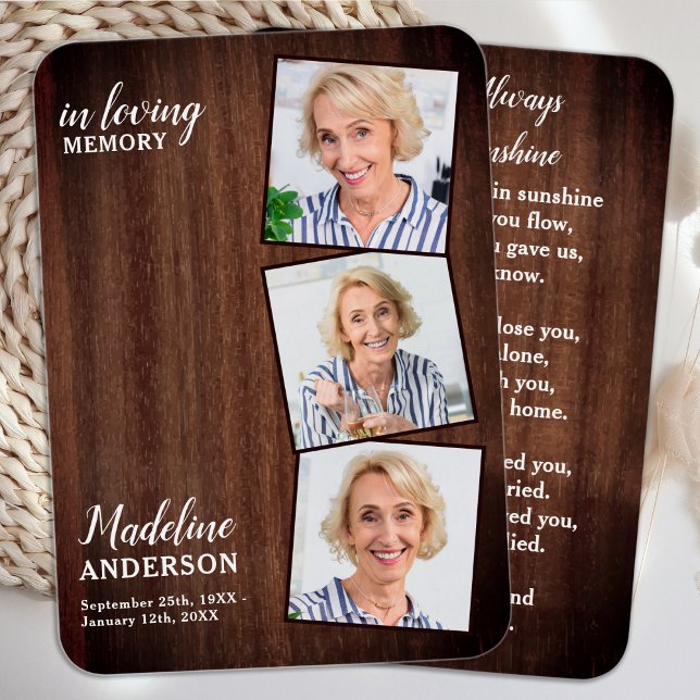 Tarjeta de oración Rústica Funeral 3 Picture Memor (Subido por el creador)