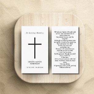 Tarjeta de oración simple cruzada funeraria
