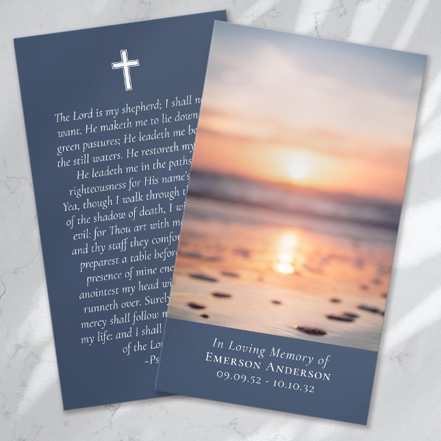 Tarjeta de oración Sunrise Ocean Photo Cross Memor (Subido por el creador)