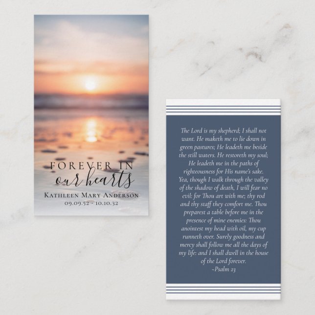 Tarjeta de oración Sunrise Ocean Photo Memorial (Anverso / Reverso)