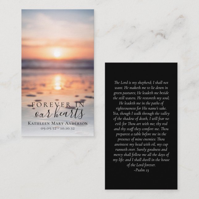 Tarjeta de oración Sunrise Ocean Photo Memorial (Anverso / Reverso)