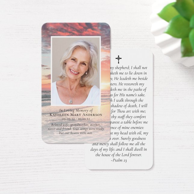 Tarjeta de oración Sunset Photo Memorial (Escritorio)