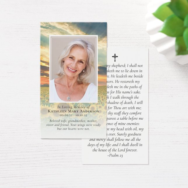 Tarjeta de oración Sunset Photo Memorial (Escritorio)