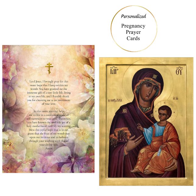 Tarjeta de oración Theotokos y Christ Child Pregan (Subido por el creador)