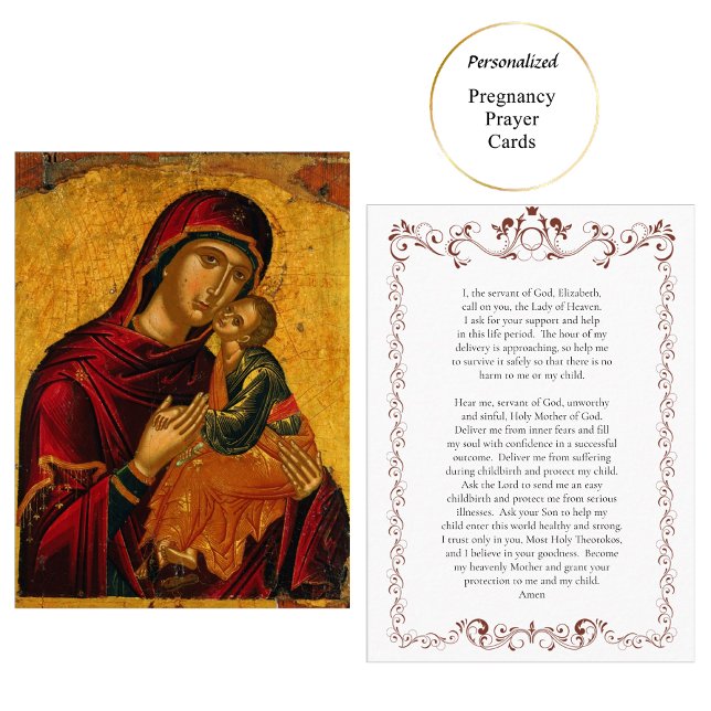 Tarjeta de oración Theotokos y Christ Child Pregan (Subido por el creador)
