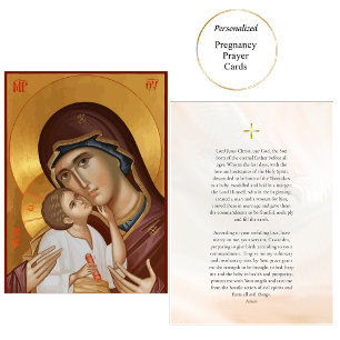 Tarjeta de oración Theotokos y Christ Child Pregan