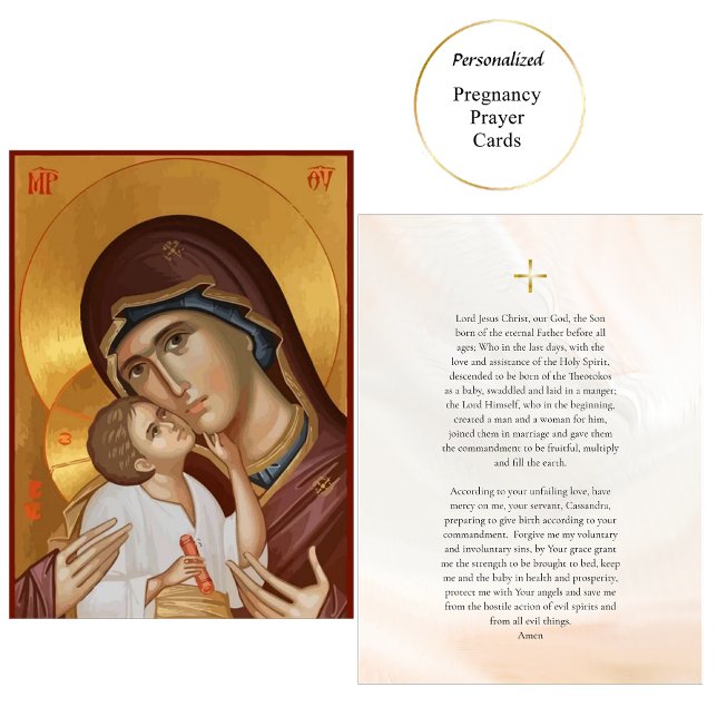 Tarjeta de oración Theotokos y Christ Child Pregan (Subido por el creador)